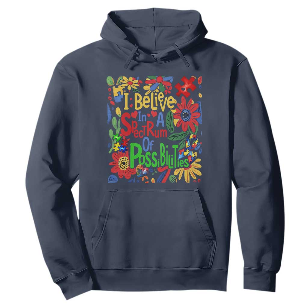 Autism Acceptance Hoodie I Believe In A Spectrum Of Possibilities Retro Boho