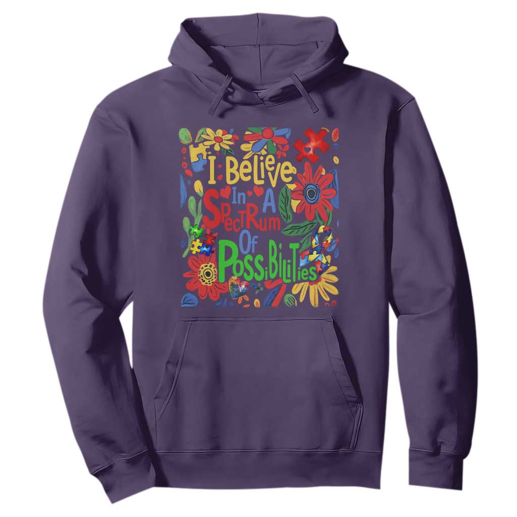 Autism Acceptance Hoodie I Believe In A Spectrum Of Possibilities Retro Boho