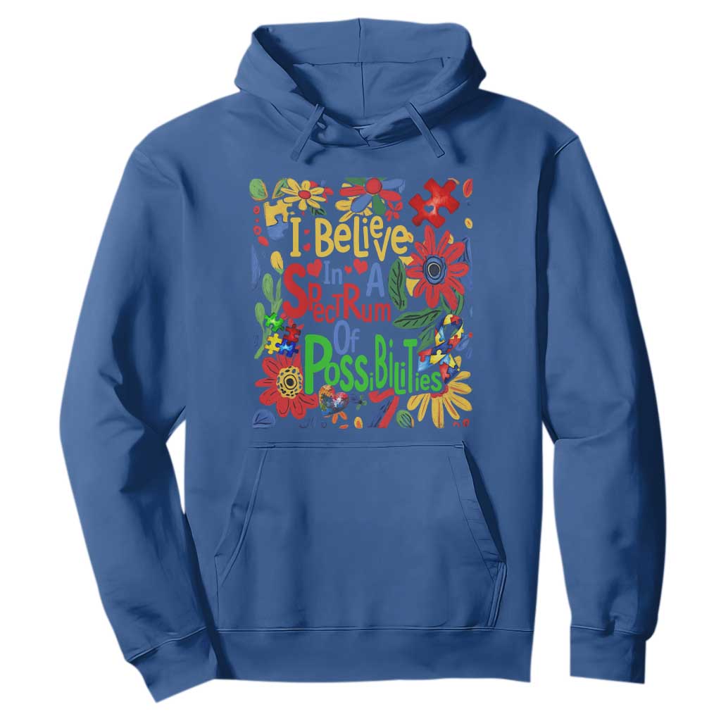Autism Acceptance Hoodie I Believe In A Spectrum Of Possibilities Retro Boho