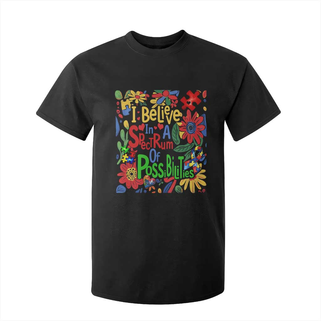 Autism Acceptance T Shirt For Kid I Believe In A Spectrum Of Possibilities Retro Boho