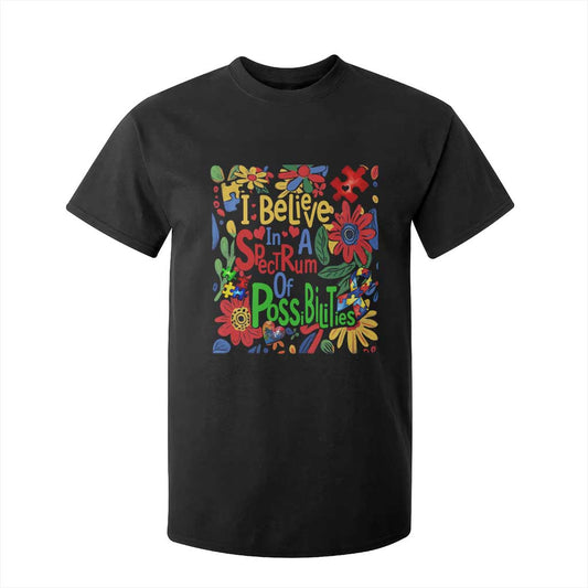 Autism Acceptance T Shirt For Kid I Believe In A Spectrum Of Possibilities Retro Boho