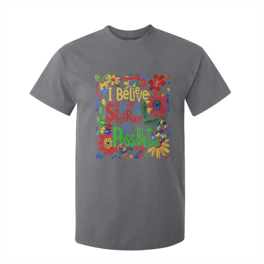 Autism Acceptance T Shirt For Kid I Believe In A Spectrum Of Possibilities Retro Boho