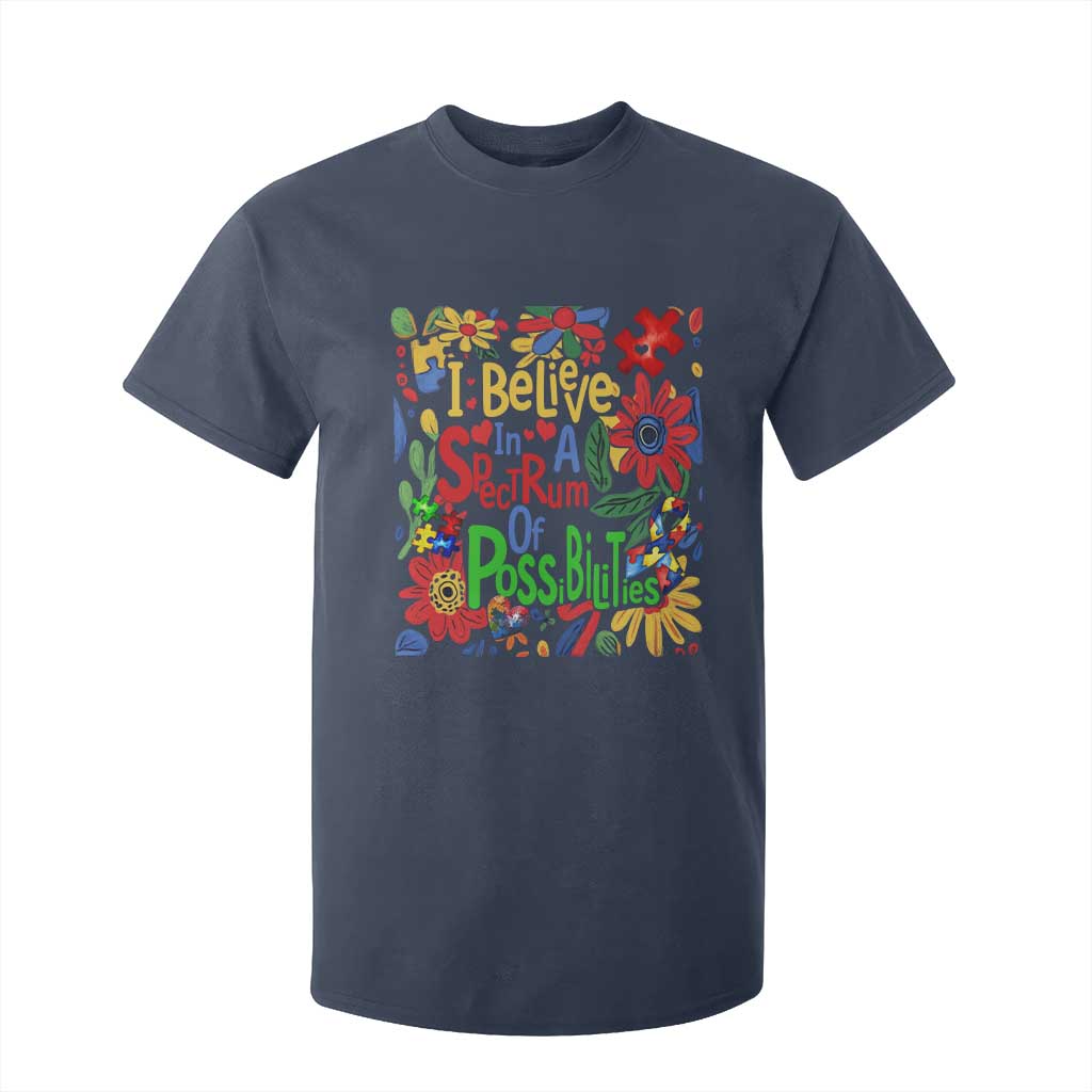 Autism Acceptance T Shirt For Kid I Believe In A Spectrum Of Possibilities Retro Boho