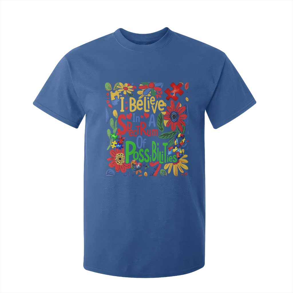Autism Acceptance T Shirt For Kid I Believe In A Spectrum Of Possibilities Retro Boho