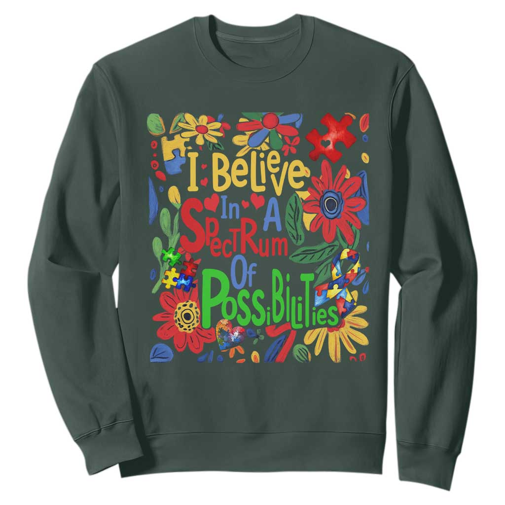 Autism Acceptance Sweatshirt I Believe In A Spectrum Of Possibilities Retro Boho