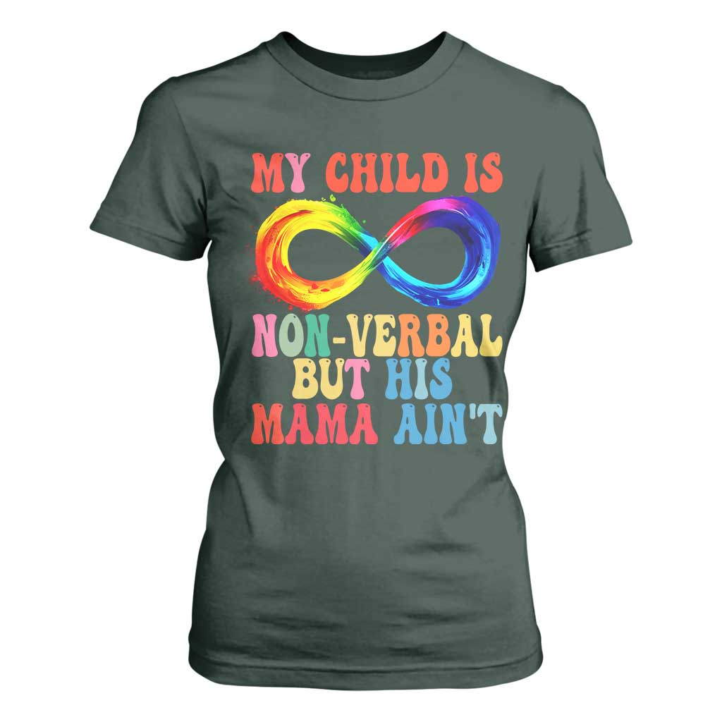 Autism Mom T Shirt For Women My Child May Be Non verbal But His Mama Ain't Autism