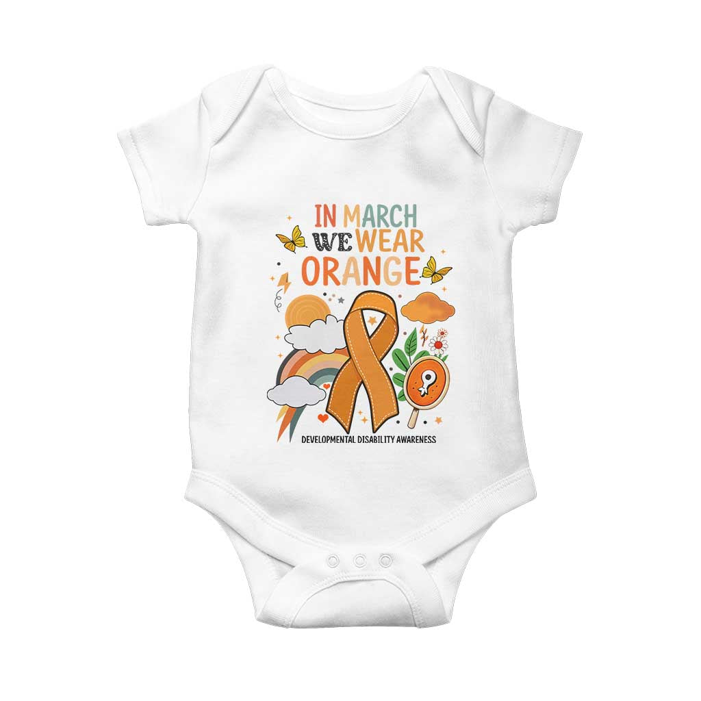 Developmental Disability Support Baby Onesie In March We Wear Orange