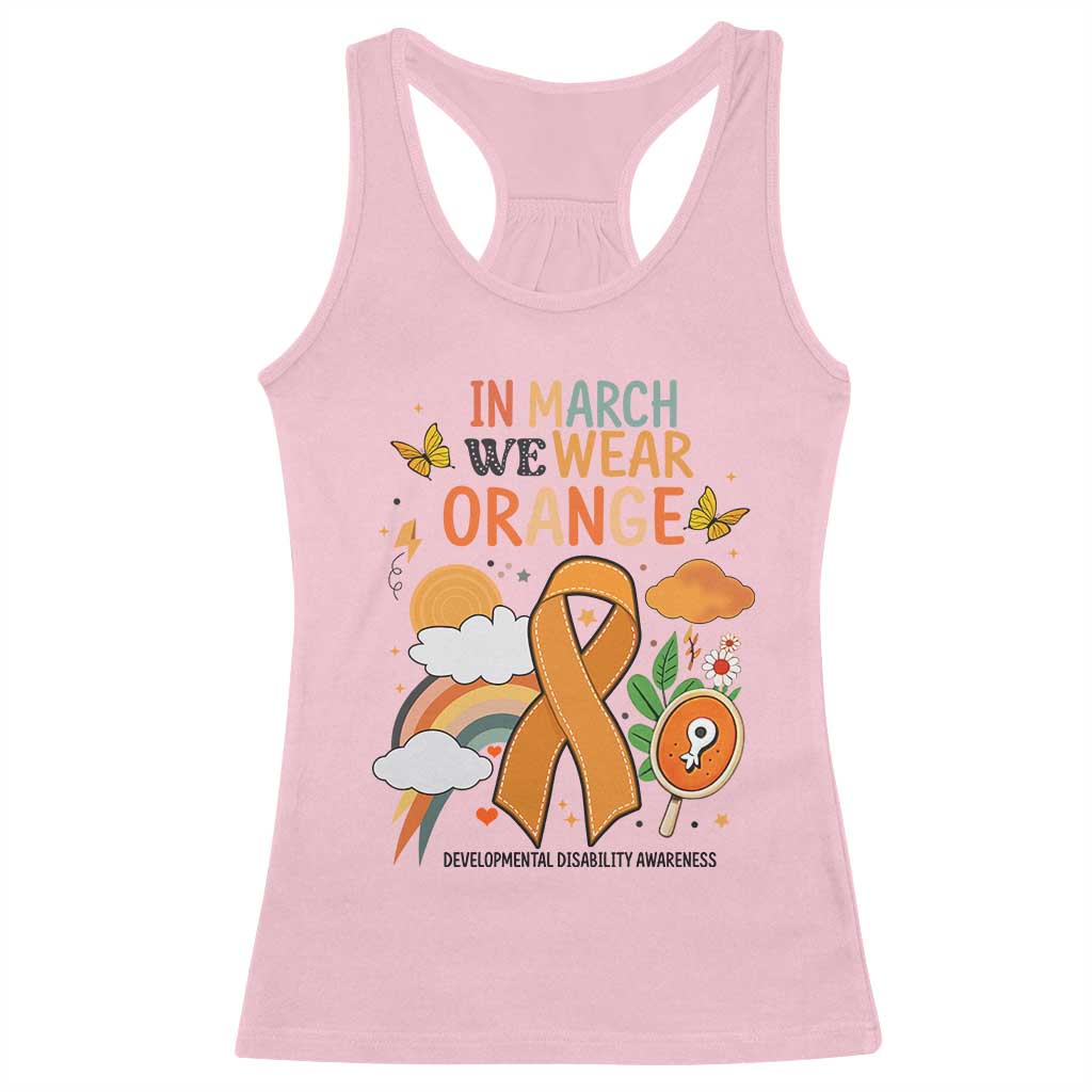 Developmental Disability Support Racerback Tank Top In March We Wear Orange