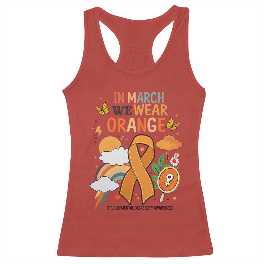 Developmental Disability Support Racerback Tank Top In March We Wear Orange