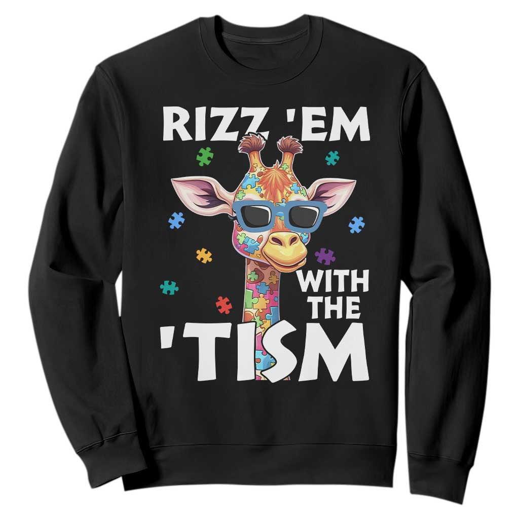 Funny Autism Giraffe Sweatshirt Rizz Em With The Tism