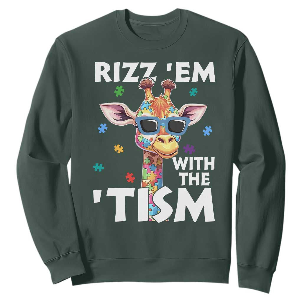 Funny Autism Giraffe Sweatshirt Rizz Em With The Tism