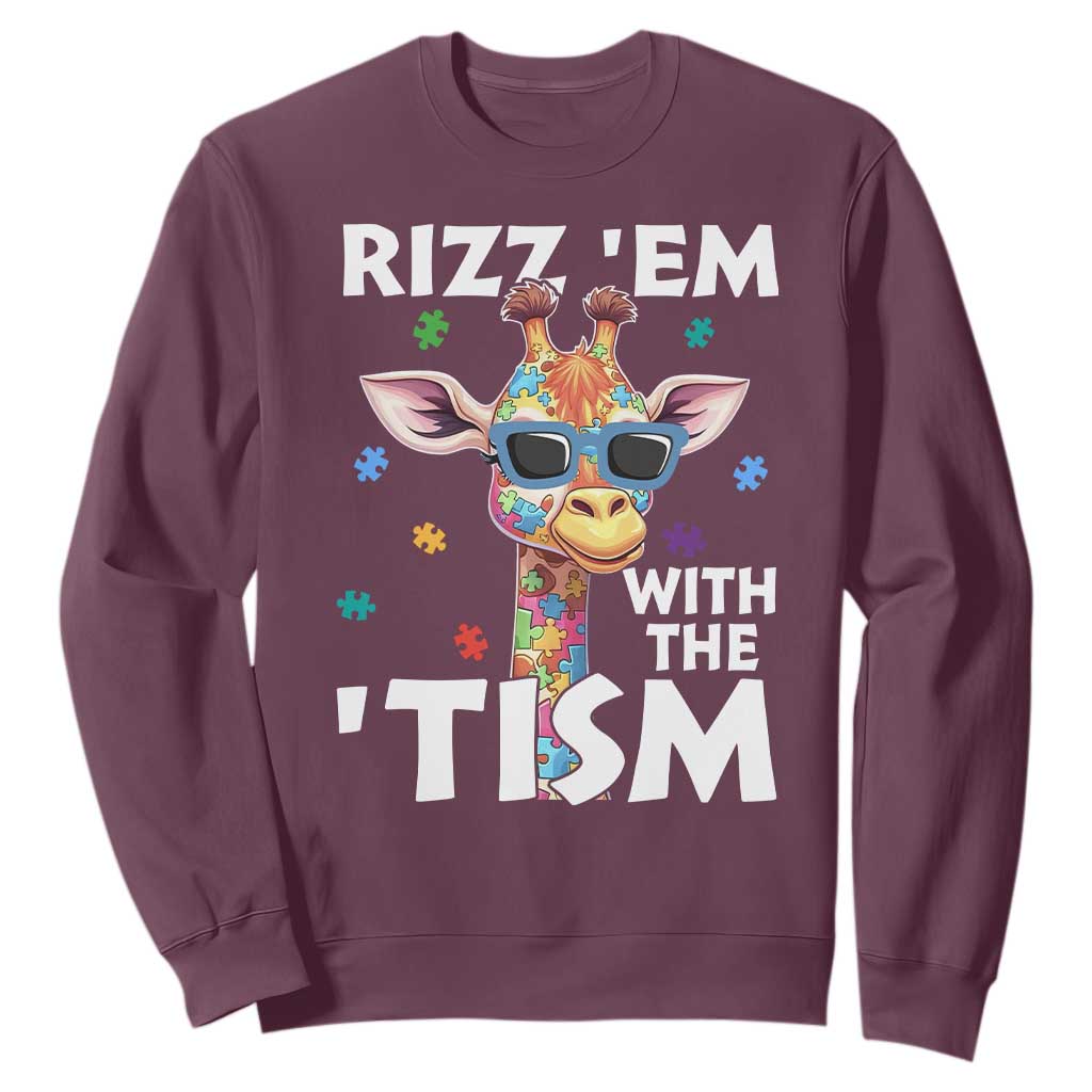 Funny Autism Giraffe Sweatshirt Rizz Em With The Tism