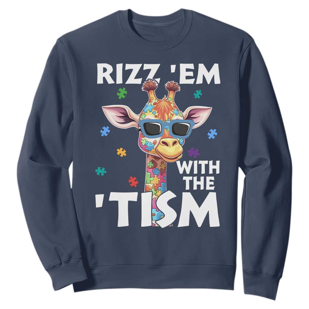 Funny Autism Giraffe Sweatshirt Rizz Em With The Tism