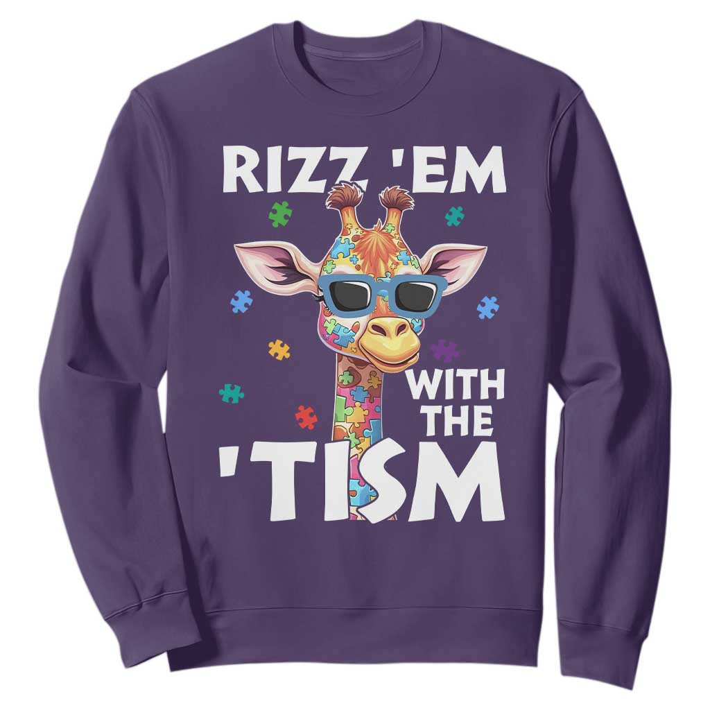 Funny Autism Giraffe Sweatshirt Rizz Em With The Tism