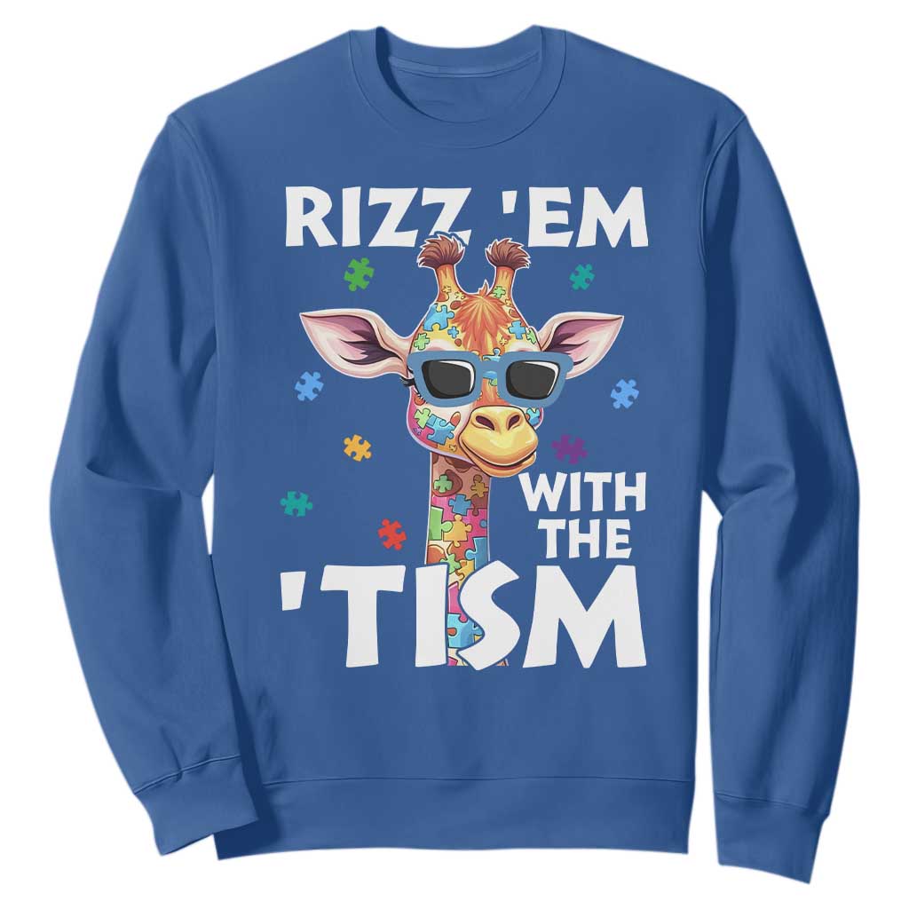 Funny Autism Giraffe Sweatshirt Rizz Em With The Tism