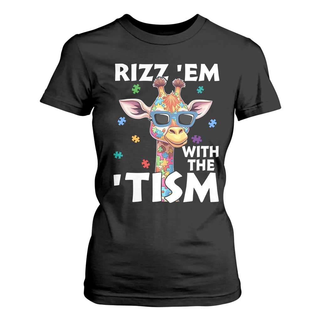 Funny Autism Giraffe T Shirt For Women Rizz Em With The Tism