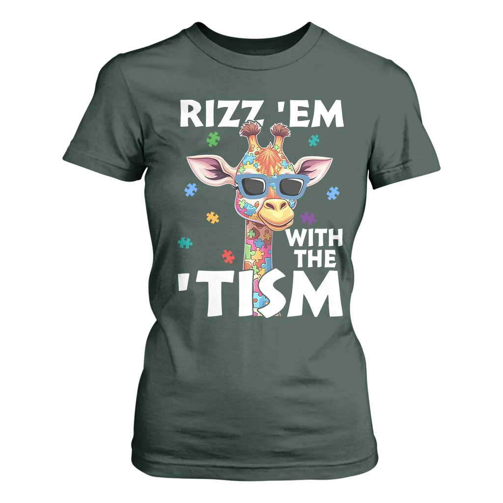 Funny Autism Giraffe T Shirt For Women Rizz Em With The Tism