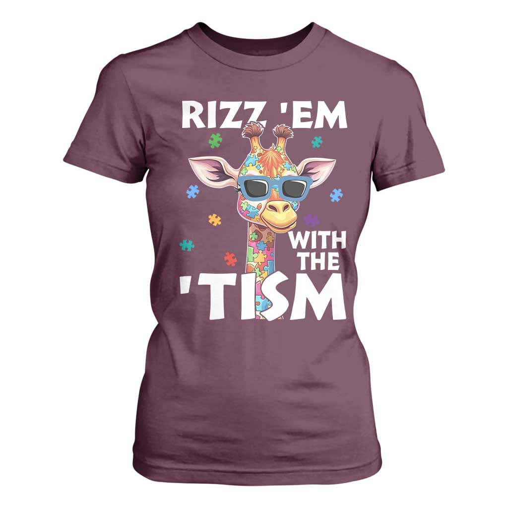 Funny Autism Giraffe T Shirt For Women Rizz Em With The Tism