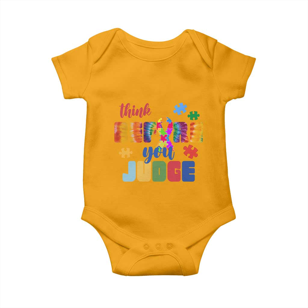 Autism Acceptance Baby Onesie Think Before You Judge Autistic Support