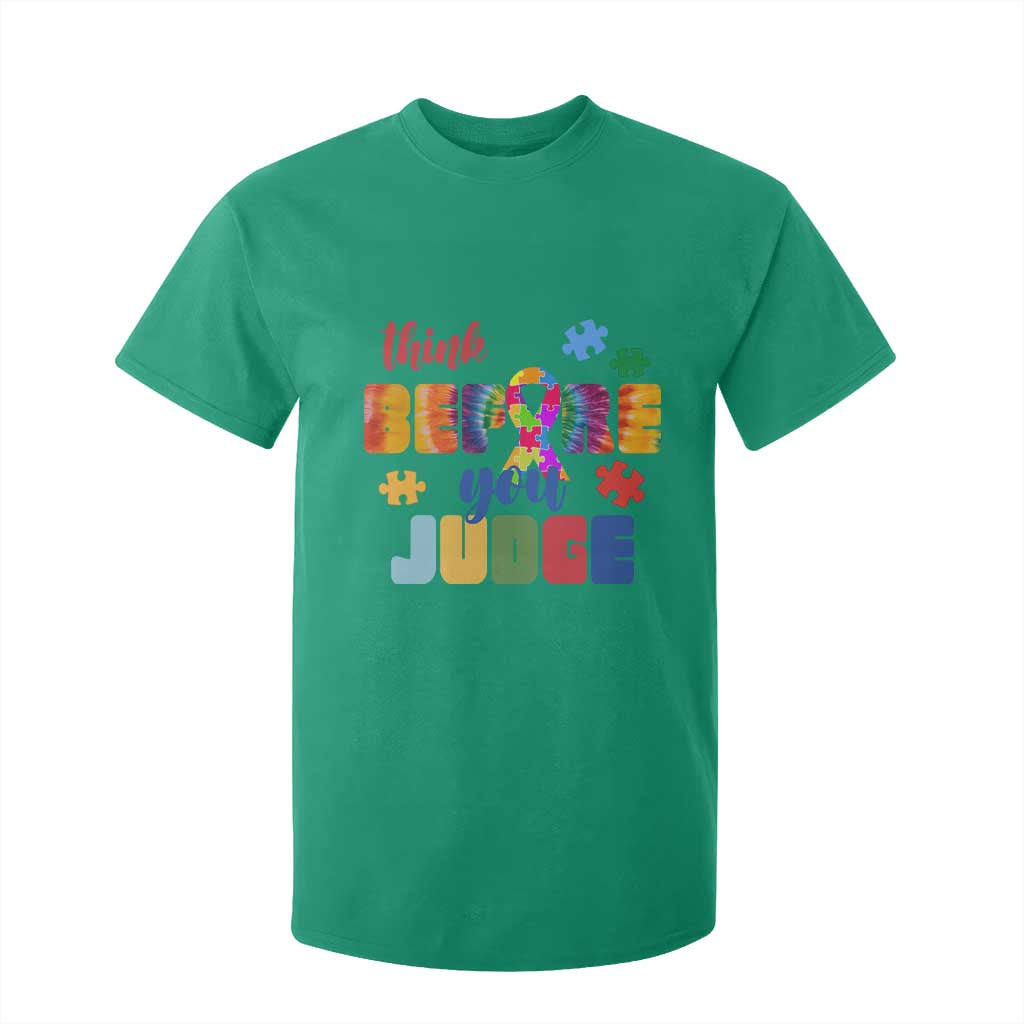 Autism Acceptance T Shirt For Kid Think Before You Judge Autistic Support