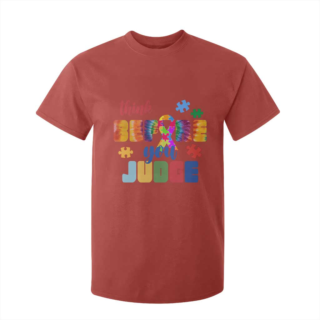 Autism Acceptance T Shirt For Kid Think Before You Judge Autistic Support