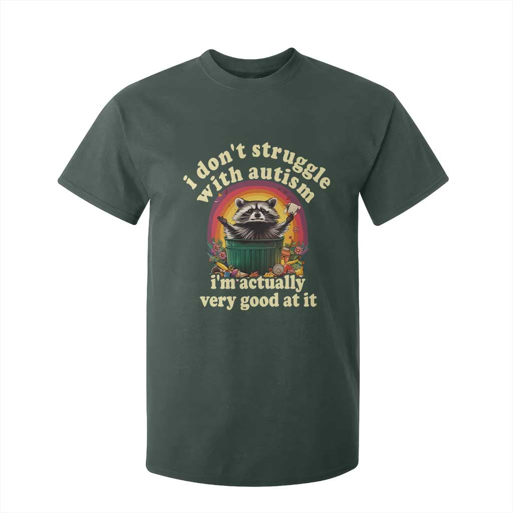 Funny Autistic Raccoon Meme T Shirt For Kid I Don't Struggle With Autism