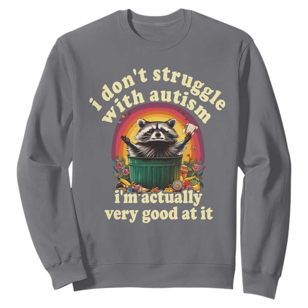 Funny Autistic Raccoon Meme Sweatshirt I Don't Struggle With Autism