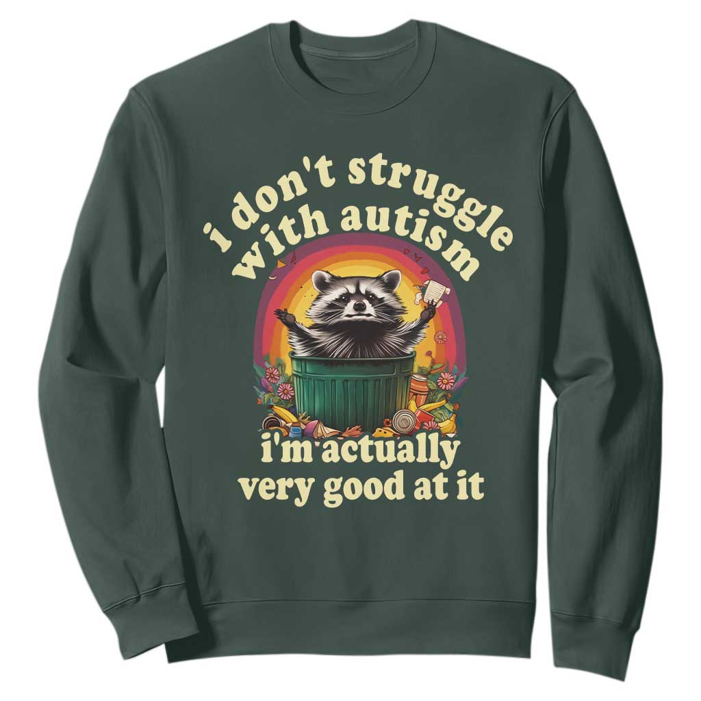 Funny Autistic Raccoon Meme Sweatshirt I Don't Struggle With Autism
