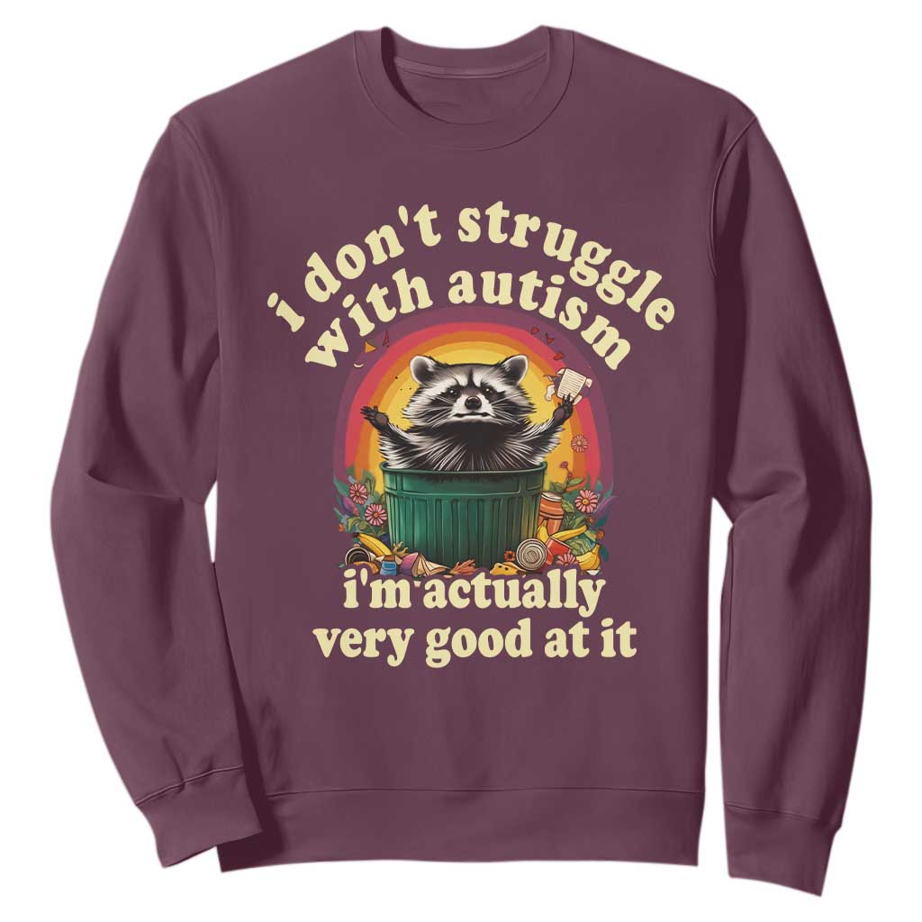 Funny Autistic Raccoon Meme Sweatshirt I Don't Struggle With Autism
