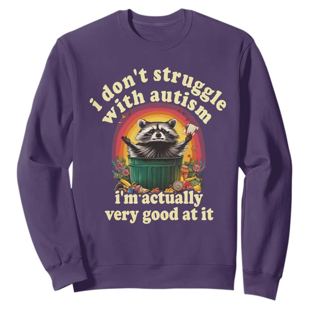 Funny Autistic Raccoon Meme Sweatshirt I Don't Struggle With Autism