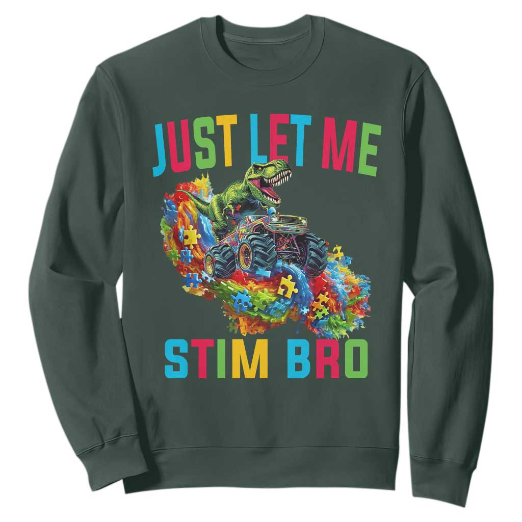 Autistic Dino Rex Driving Monster Truck Sweatshirt Autism Is My Superpower