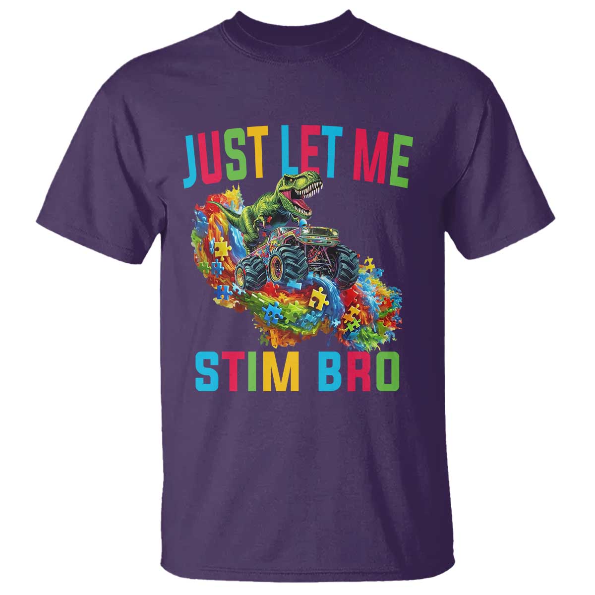 Autistic Dino Rex Driving Monster Truck T Shirt Autism Is My Superpower