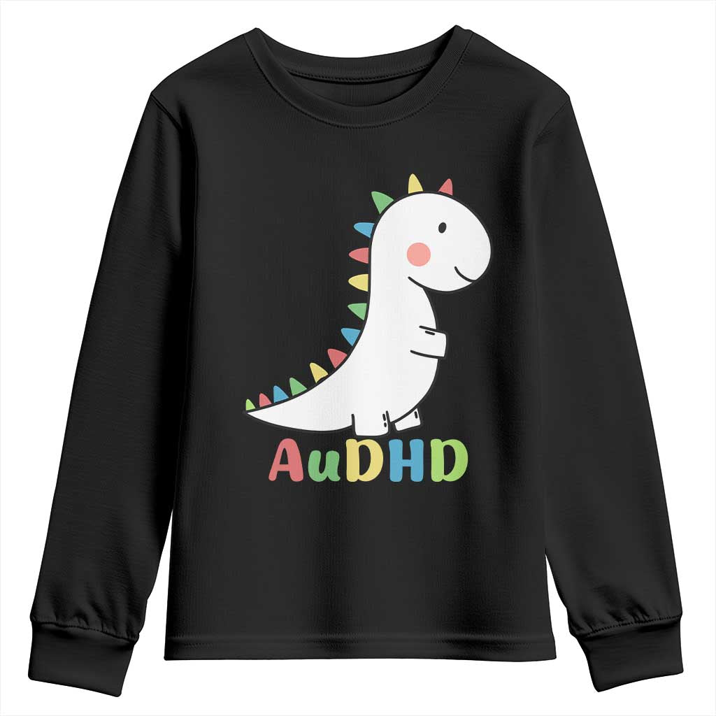 Cute Dinosaur AuDHD Youth Sweatshirt ADHD Support