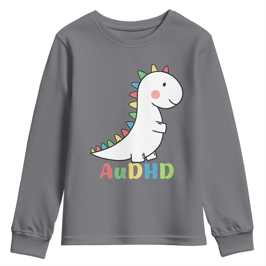 Cute Dinosaur AuDHD Youth Sweatshirt ADHD Support