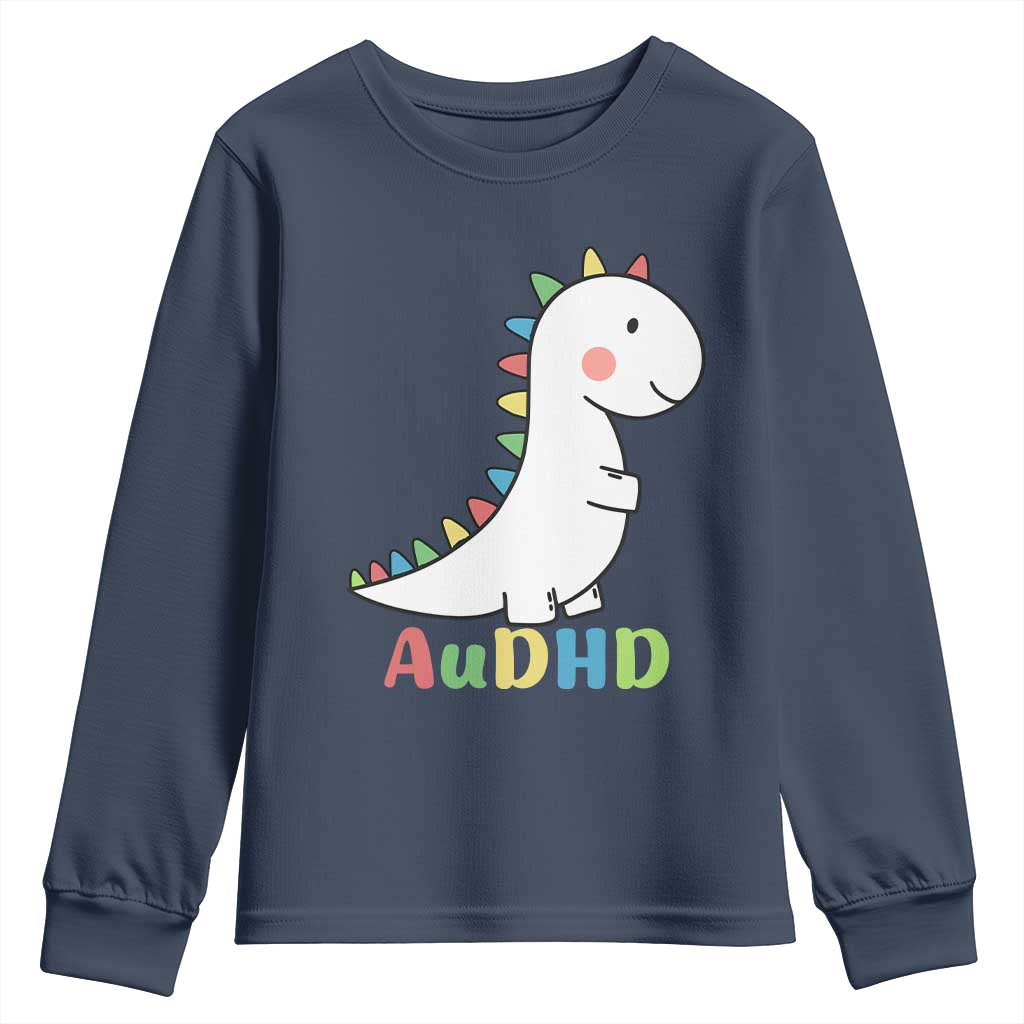 Cute Dinosaur AuDHD Youth Sweatshirt ADHD Support