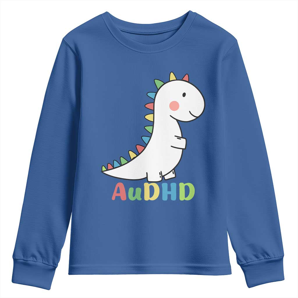 Cute Dinosaur AuDHD Youth Sweatshirt ADHD Support