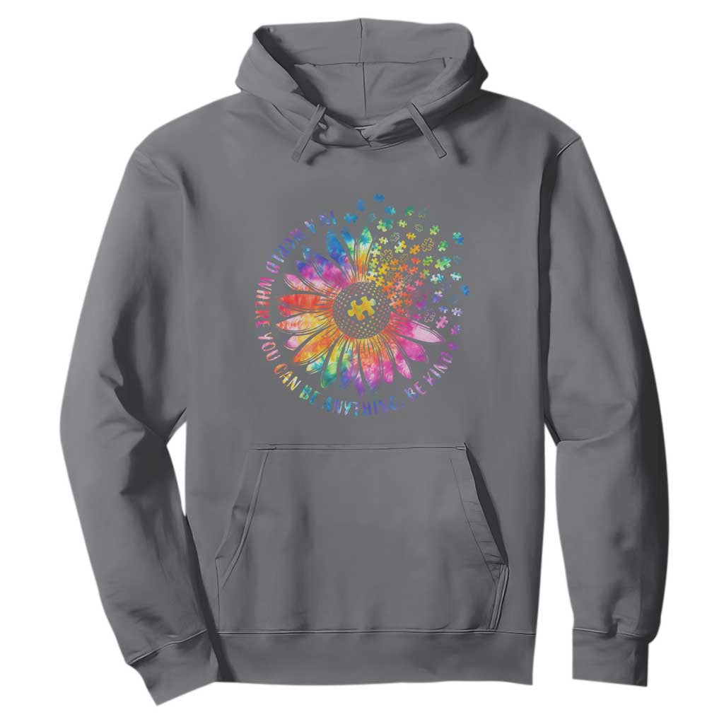 Be Kind Autism Support Hoodie Kindness Sunflower Tie Dye Puzzle