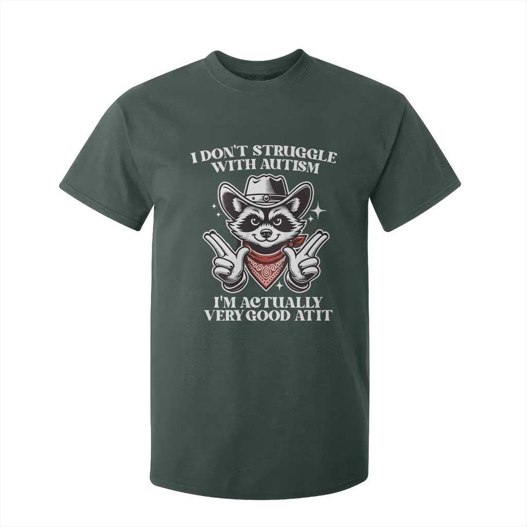 Funny Autistic Raccoon T Shirt For Kid I Don't Struggle With Autism