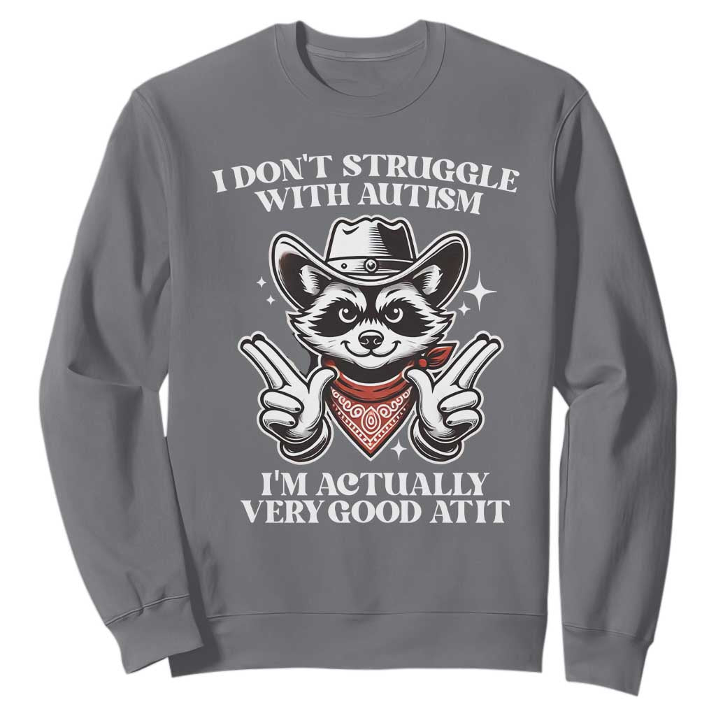 Funny Autistic Raccoon Sweatshirt I Don't Struggle With Autism