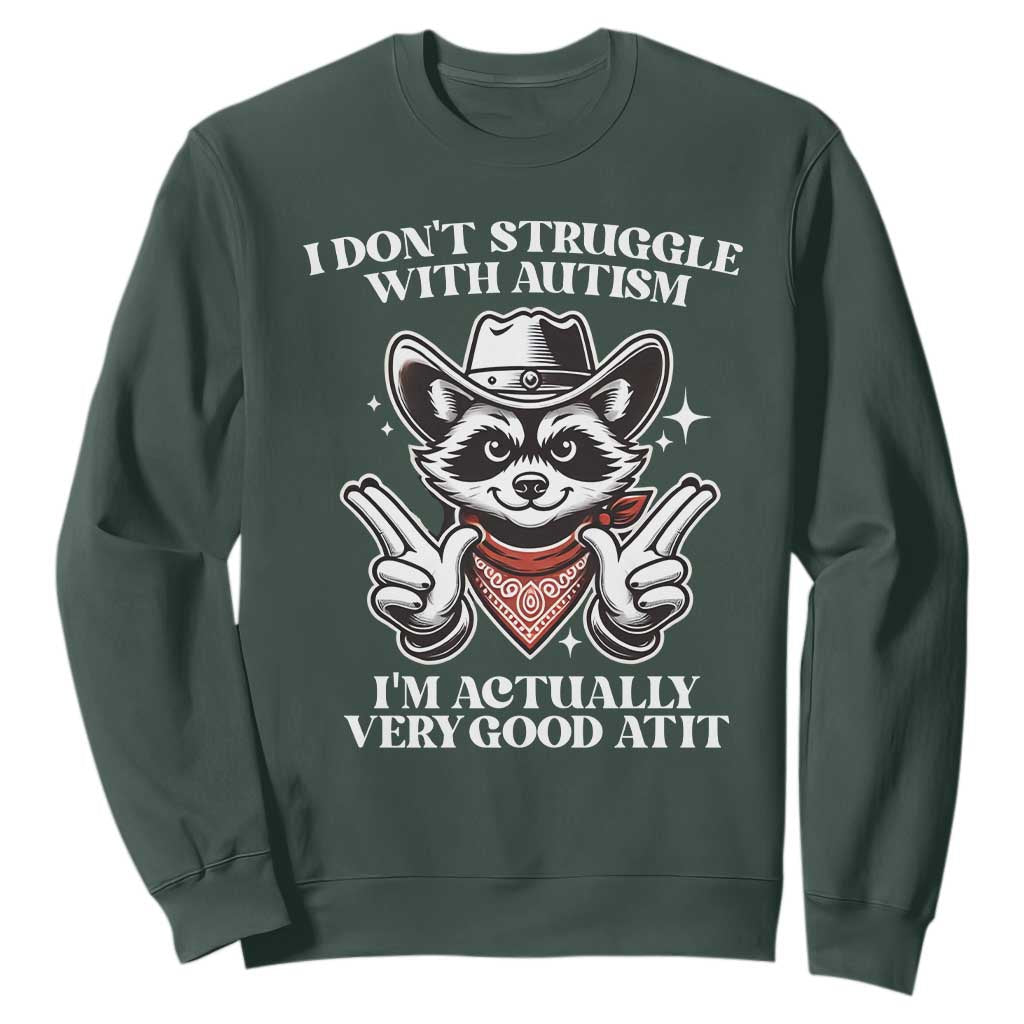 Funny Autistic Raccoon Sweatshirt I Don't Struggle With Autism