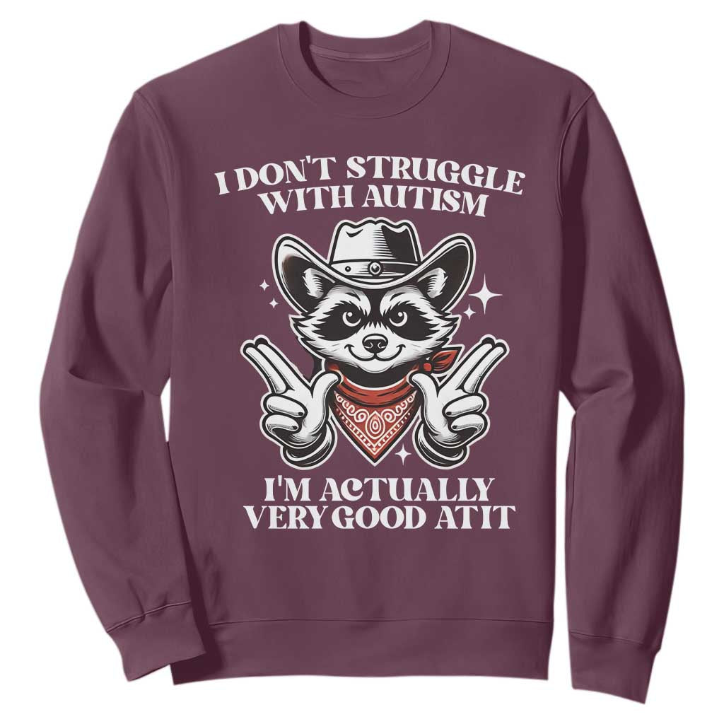 Funny Autistic Raccoon Sweatshirt I Don't Struggle With Autism