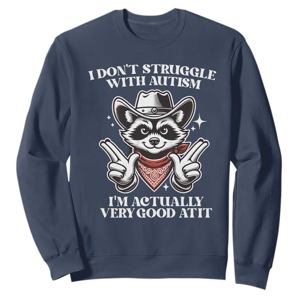 Funny Autistic Raccoon Sweatshirt I Don't Struggle With Autism