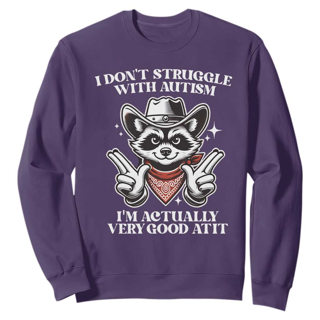Funny Autistic Raccoon Sweatshirt I Don't Struggle With Autism