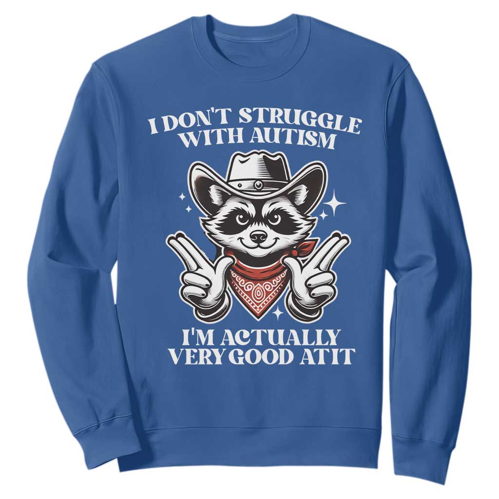 Funny Autistic Raccoon Sweatshirt I Don't Struggle With Autism