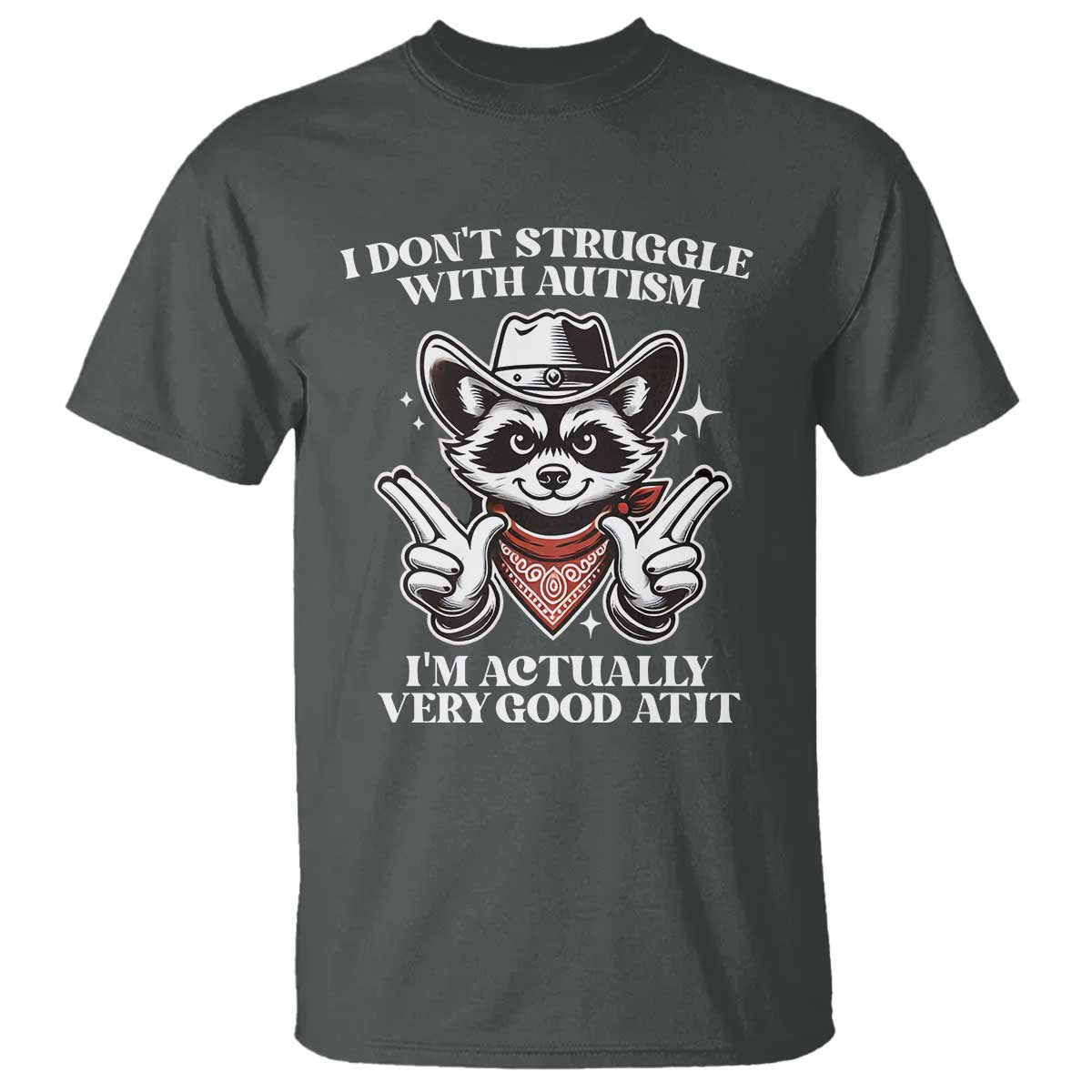 Funny Autistic Raccoon T Shirt I Don't Struggle With Autism