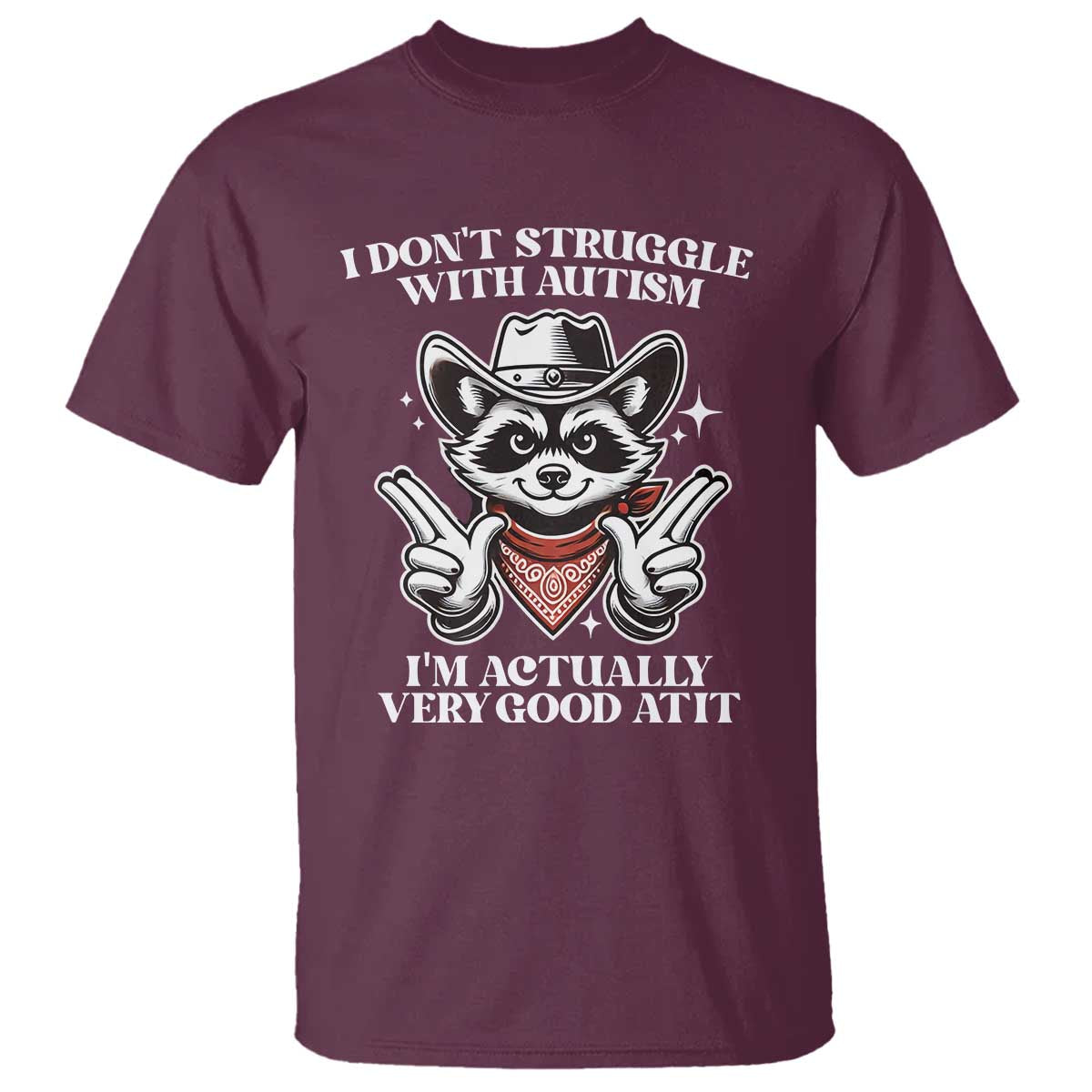 Funny Autistic Raccoon T Shirt I Don't Struggle With Autism