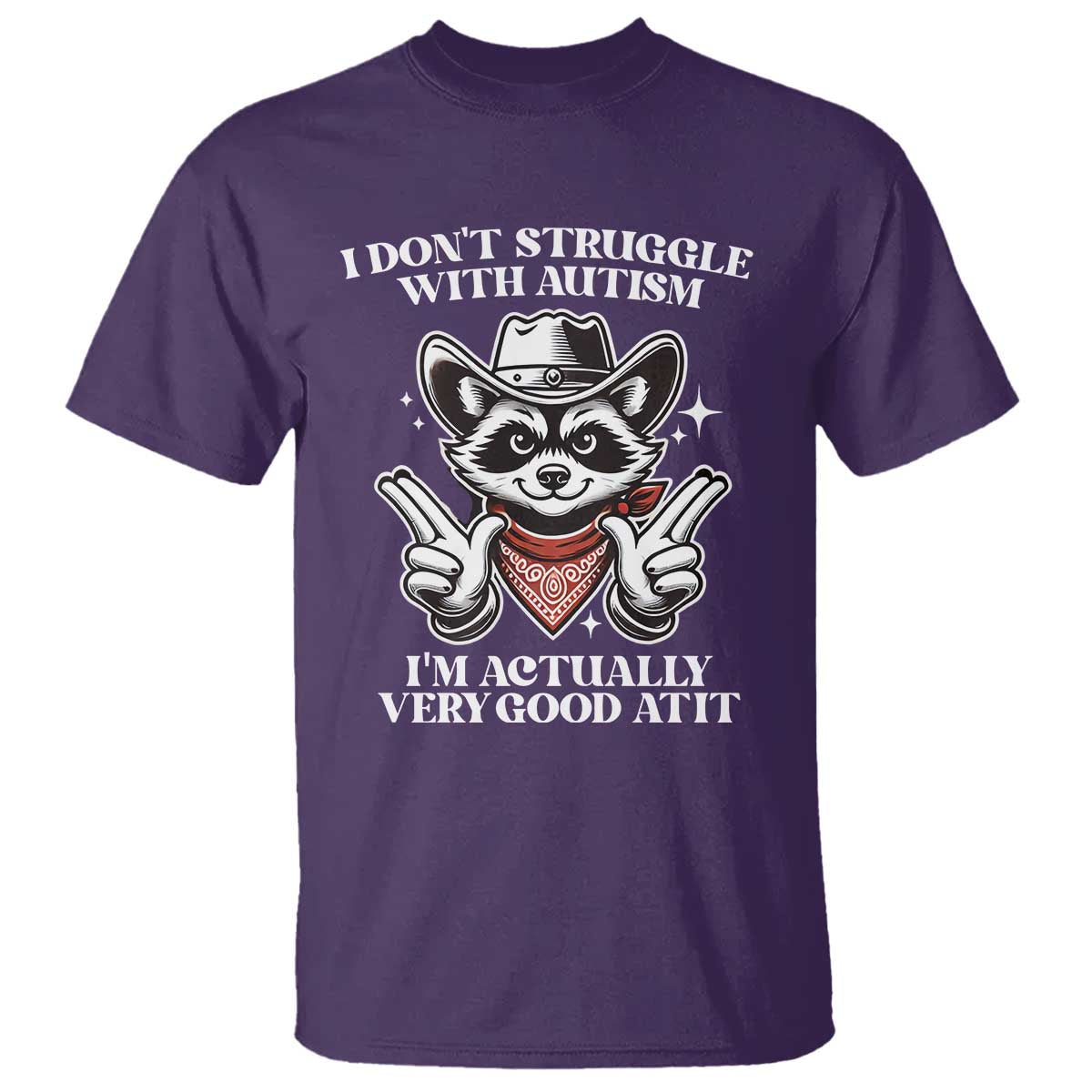 Funny Autistic Raccoon T Shirt I Don't Struggle With Autism