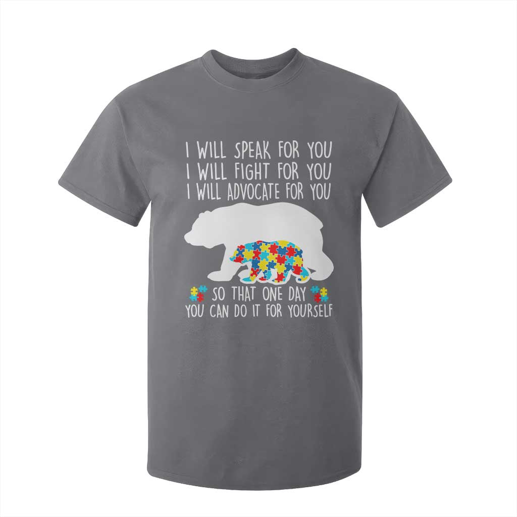 Autism Bear T Shirt For Kid I Will Speak Fight Advocate For You