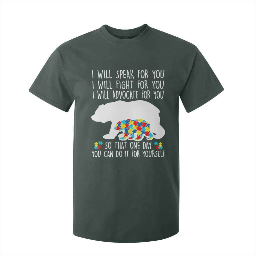 Autism Bear T Shirt For Kid I Will Speak Fight Advocate For You