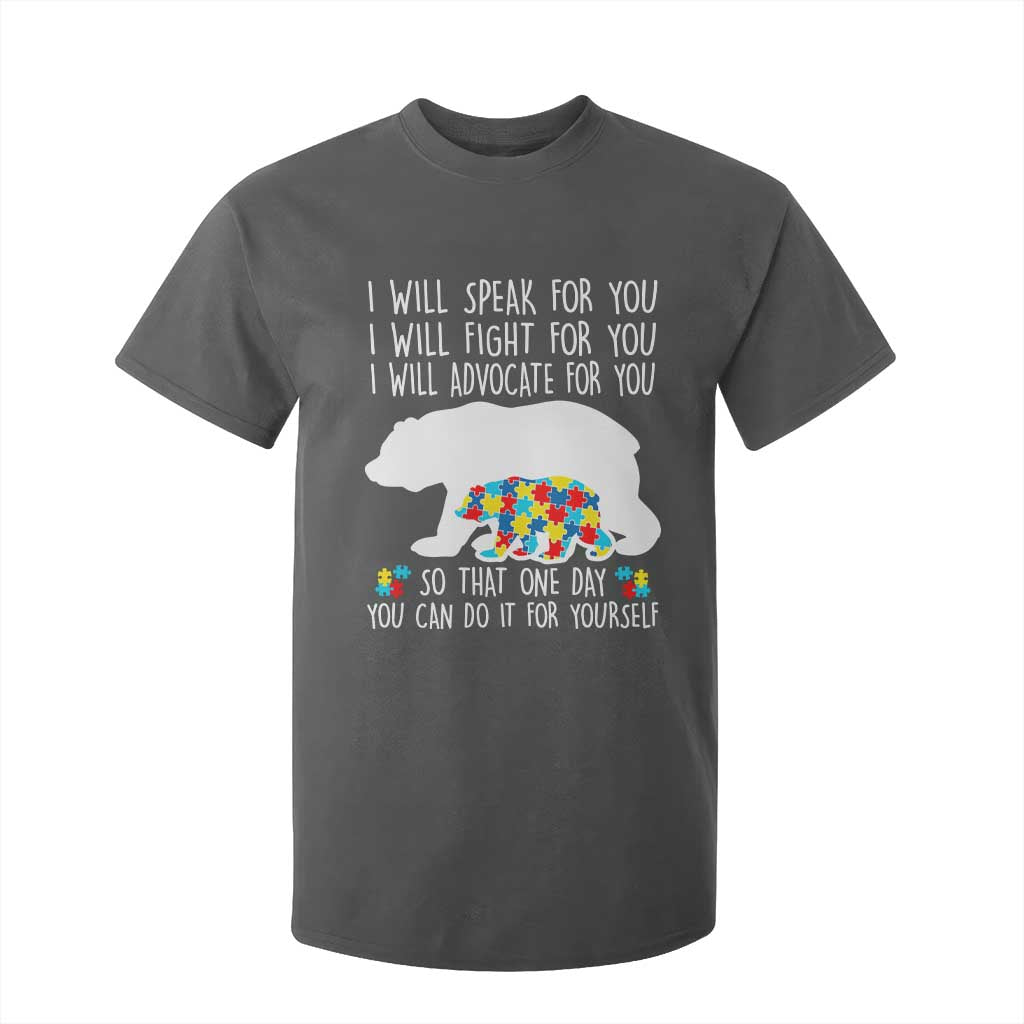 Autism Bear T Shirt For Kid I Will Speak Fight Advocate For You